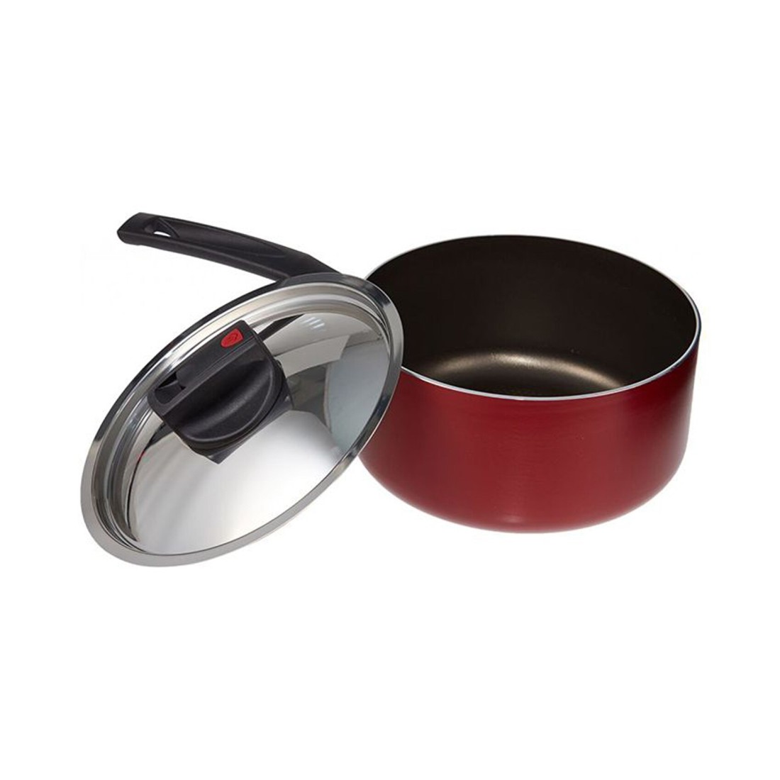 Prestige Safecook Non-Stick Saucepan With Lid Red And Black 18cm