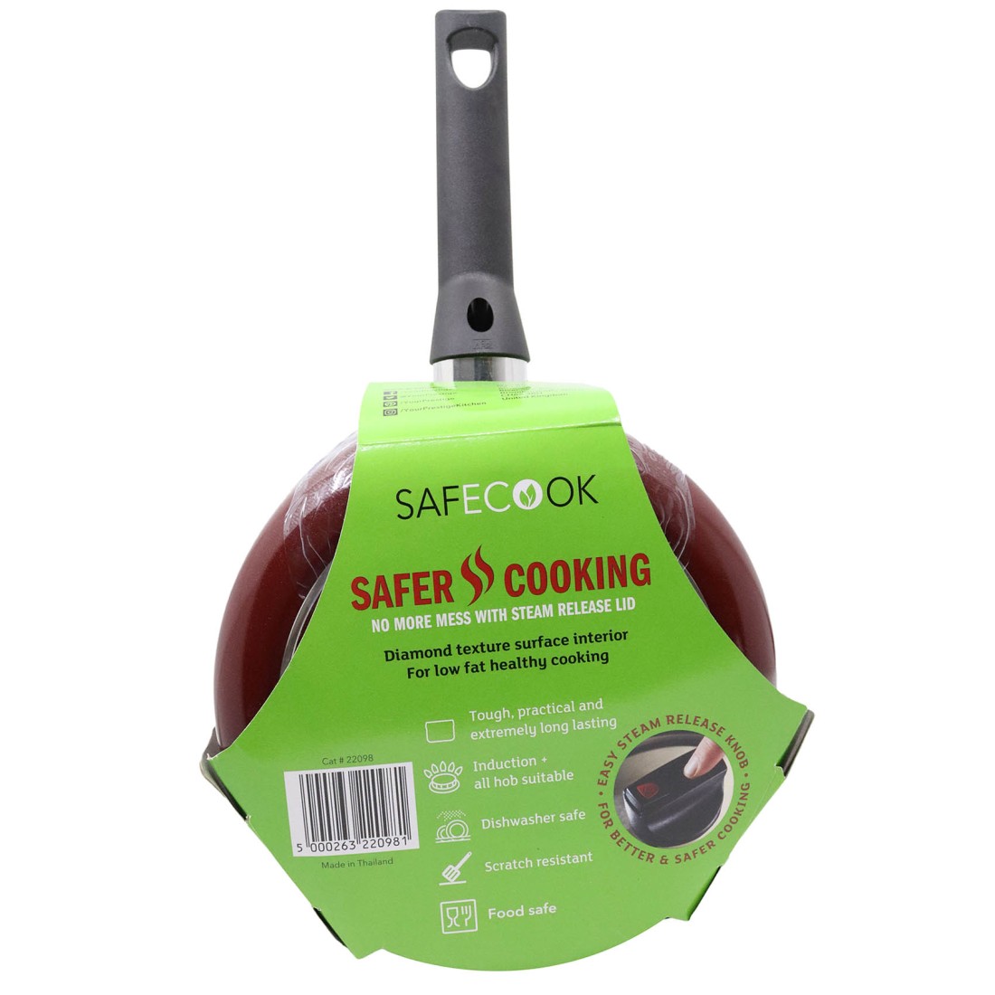 Prestige Safecook Non-Stick Covered Saucepan PR22098 Red And Black 2.8L