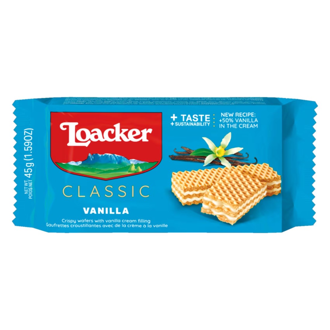 Loacker Classic Vanilla Wafers, 45g Pack of 5