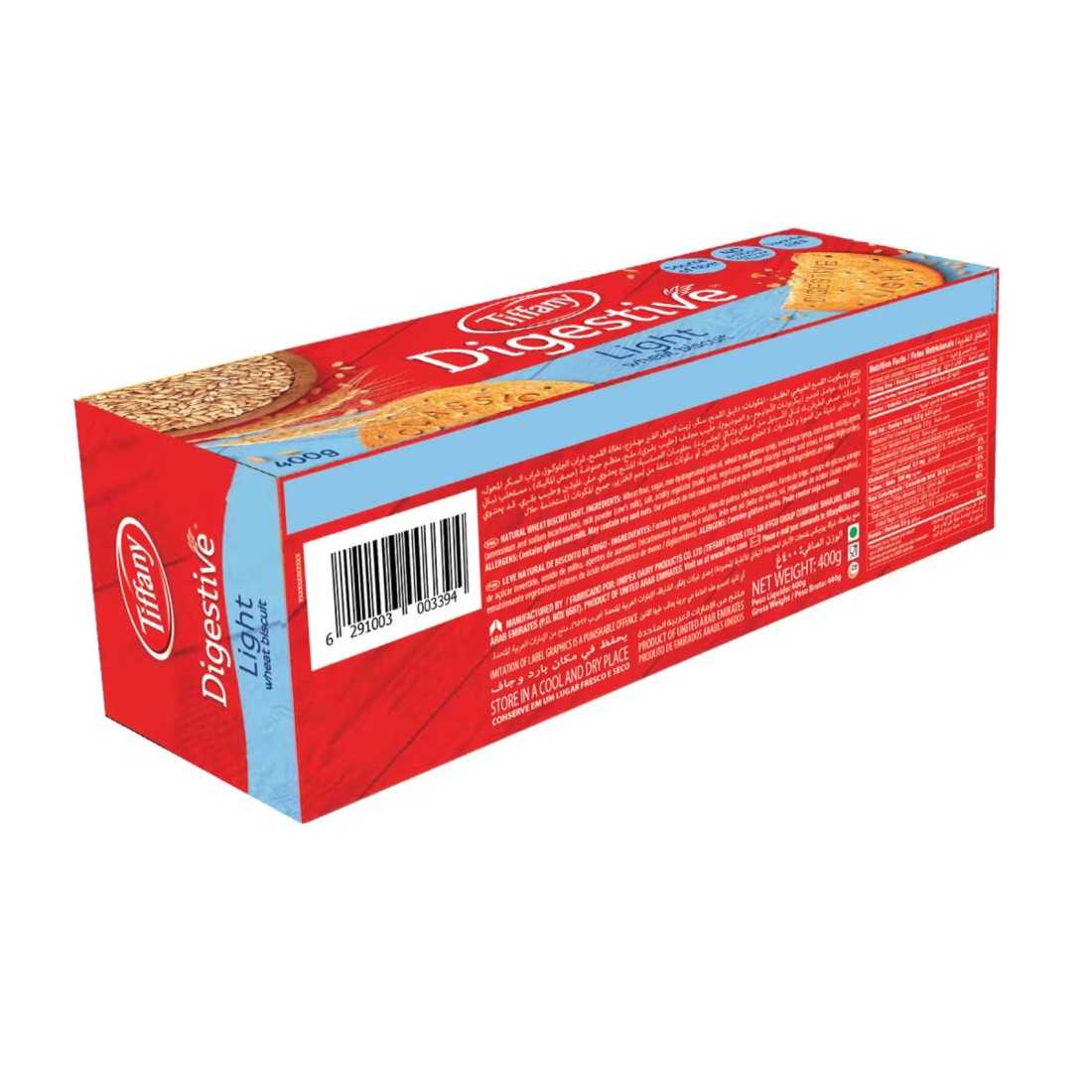 Tiffany Digestive Light Natural Wheat Biscuits, 400g