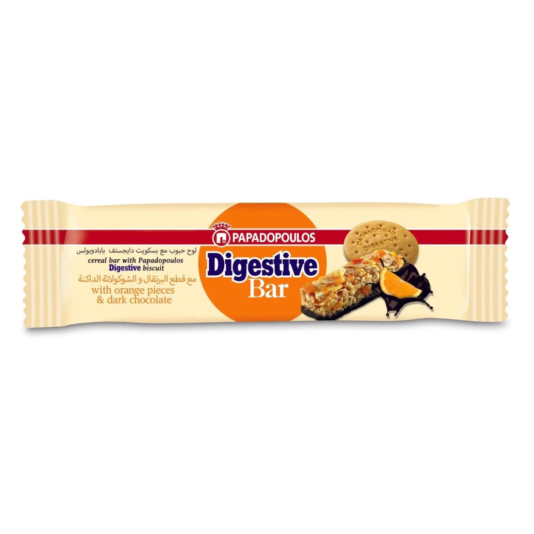 Papadopoulos Digestive Cereal Bar with Orange and Dark Chocolate, 140g