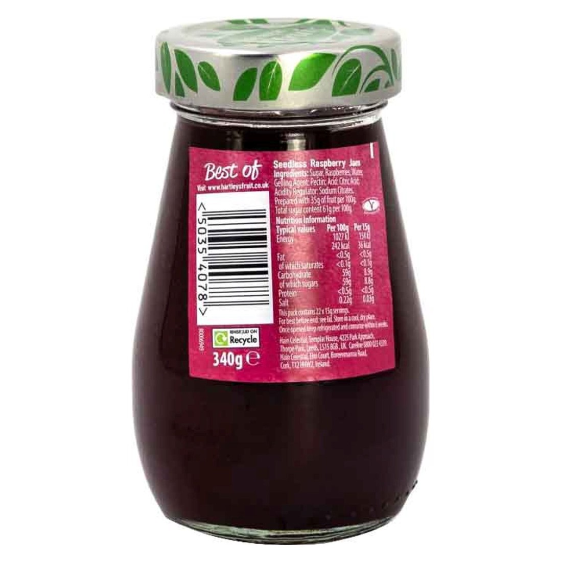 Hartley&#39;s Raspberry Seedless Jam 340g