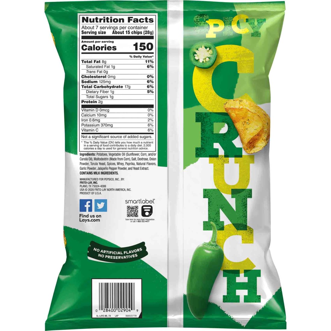 Lay&#39;s Jalapeno Flavoured Kettle Cooked Potato Chips, 184.2g