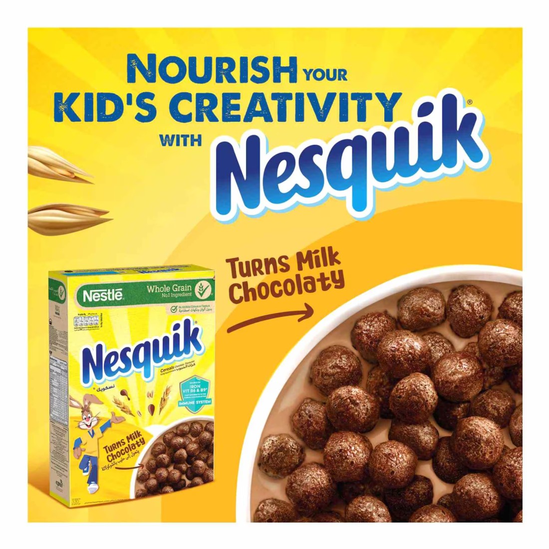 Nesquik Whole Grain Chocolate Cereal, 330g Pack of 2