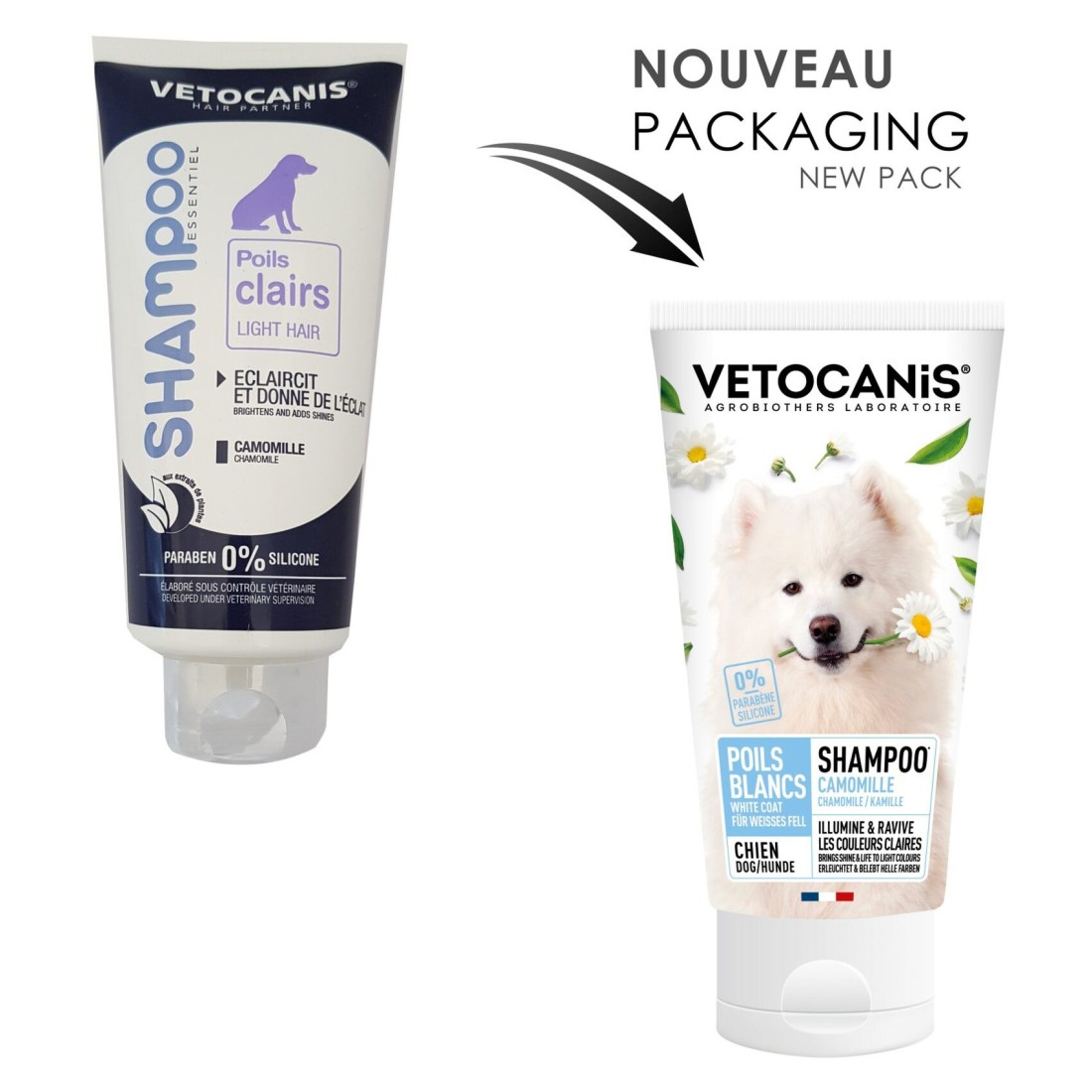 Agrobiothers Vetocanis Light Coloured Hair Pet Shampoo With Chamomile White 300ml