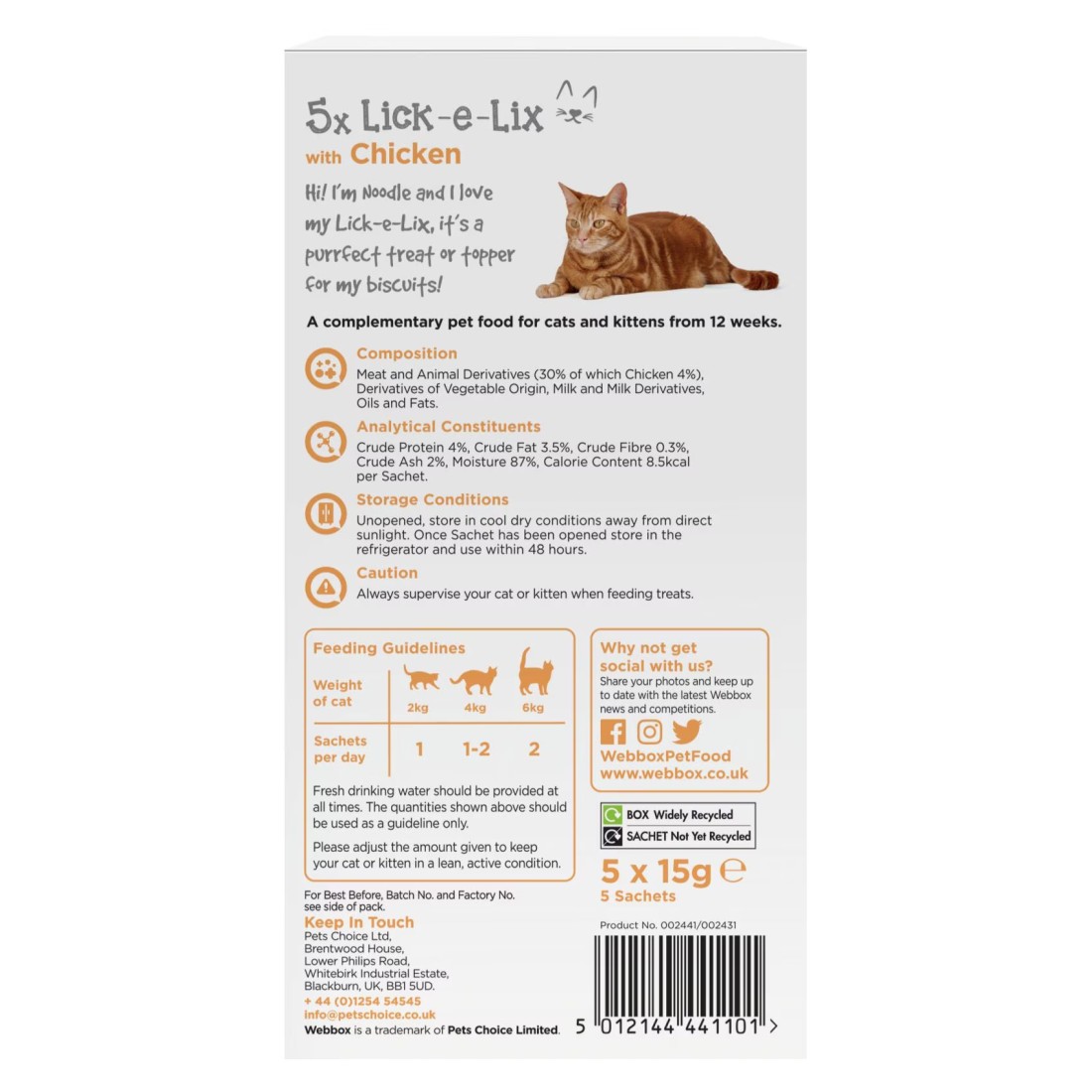 Webbox Cats Delight Lick-E-Lix Yoghurt Treat With Chicken 75g