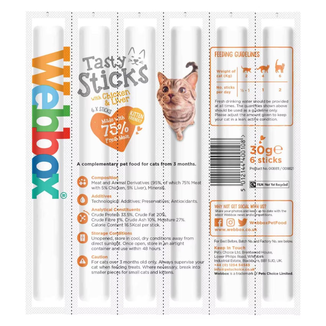 Webbox Cats Delight Tasty Sticks With Chicken And Liver 30g