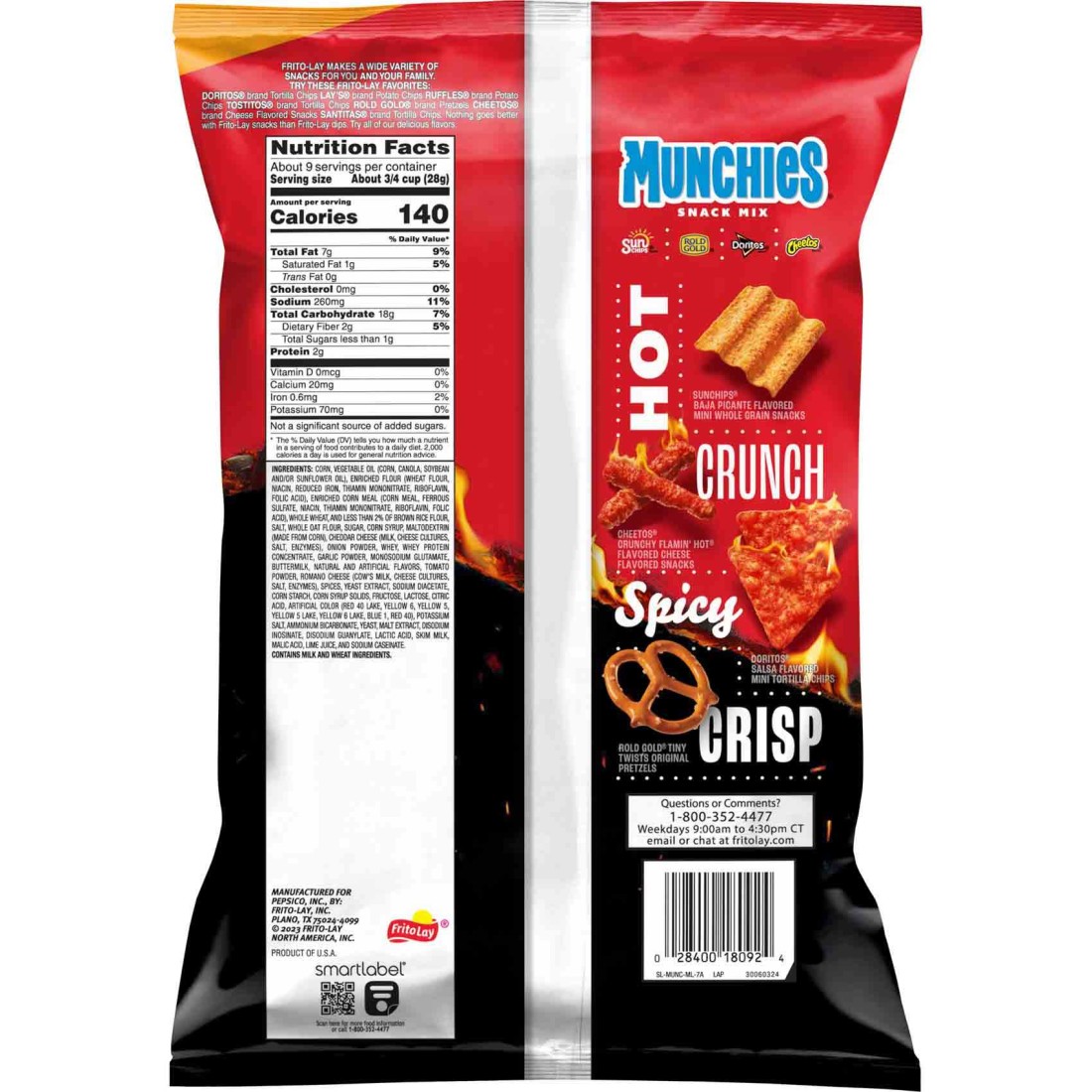 Fritolay Munchies Flamin&#39; Hot Snack Mix, 262g