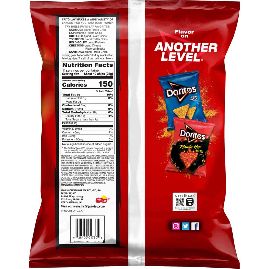 Doritos Nacho Cheese Flavoured Tortilla Chips, 311.8g