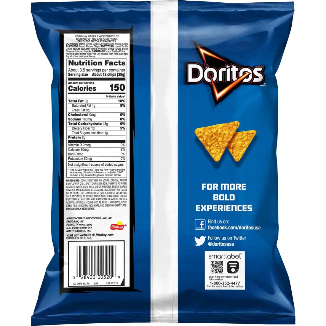 Doritos Cool Ranch Flavoured Tortilla Chips, 92.1g