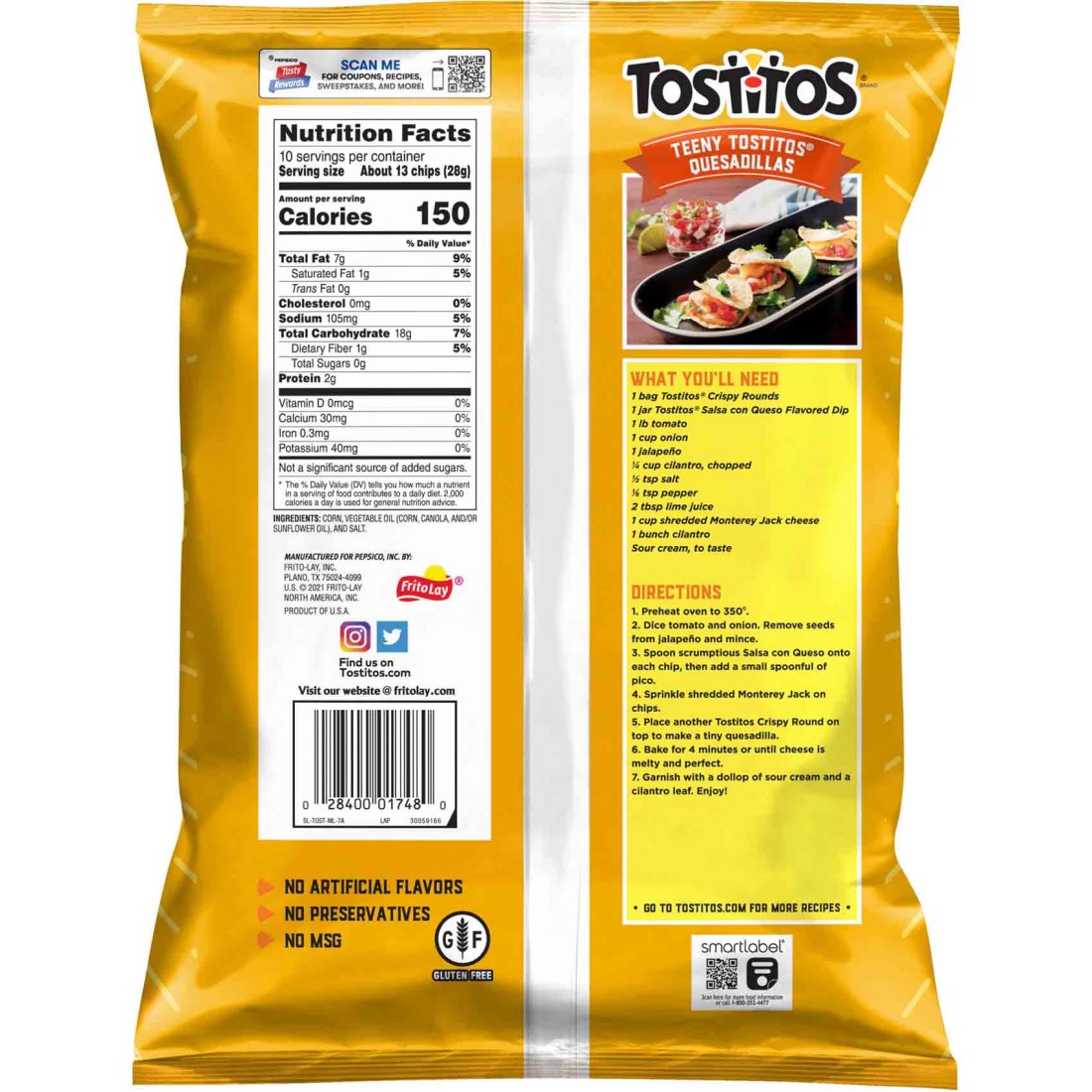 Tostitos Crispy Round Original Tortilla Chips, 283.5g