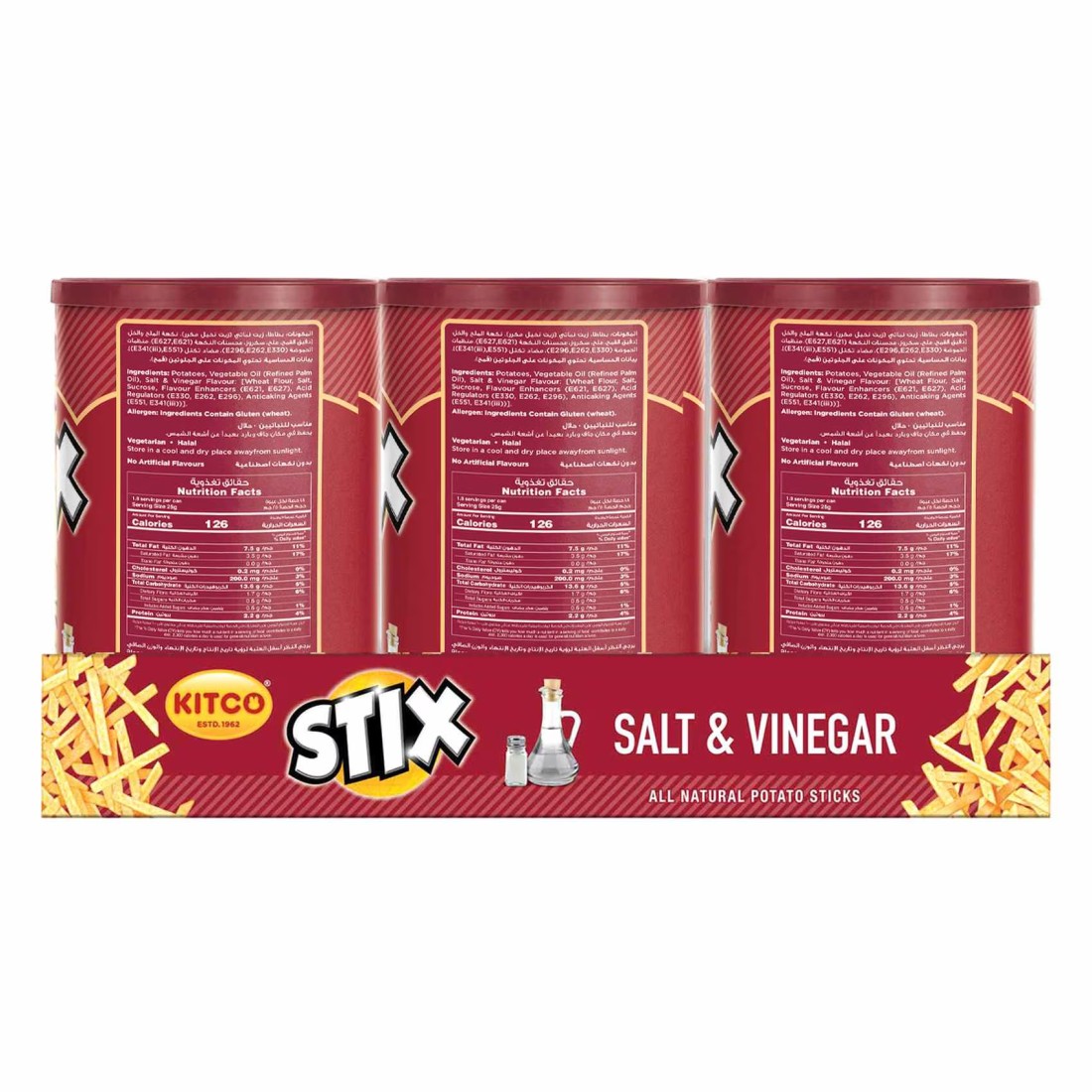 Kitco Stix Salt and Vinegar Potato Sticks, 45g Pack of 6