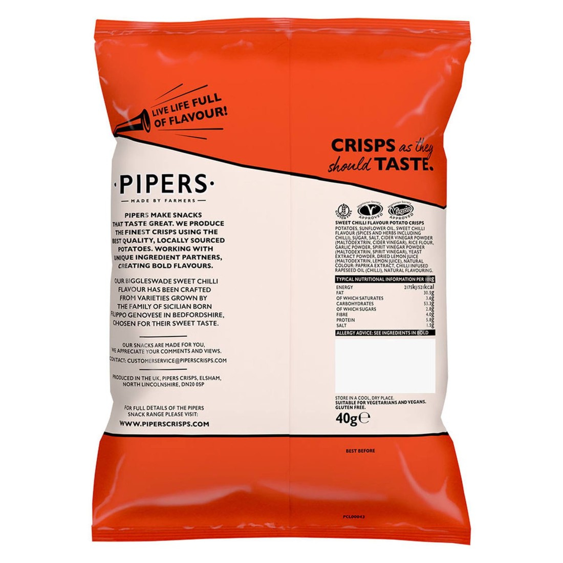 Pipers Biggleswade Sweet Chilli Crisps 40g