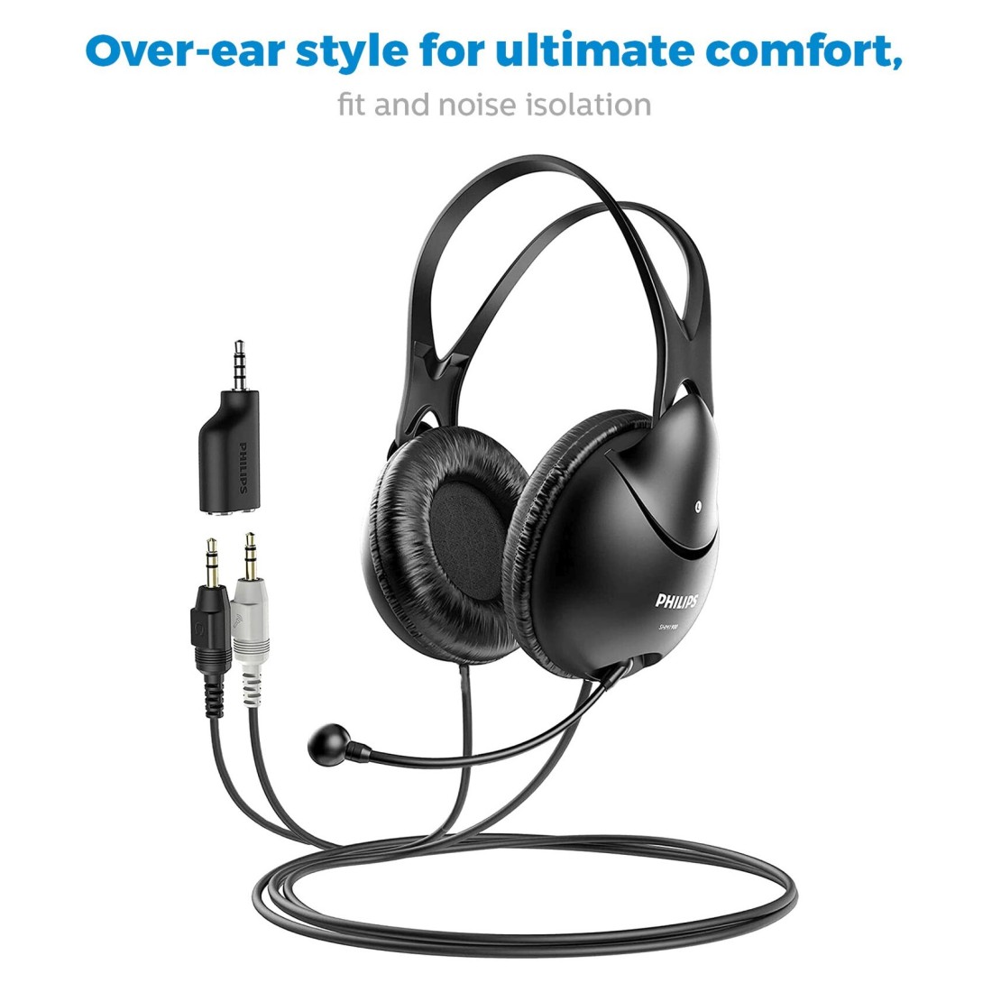 Philips EasyChat Wired Over-Ear Headphones SHM1900 Black