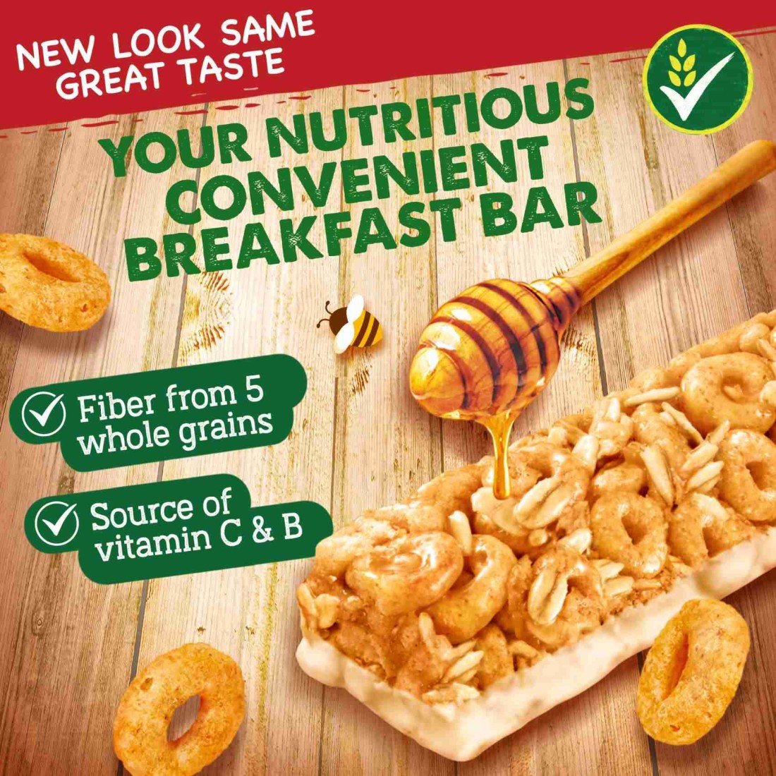 Nestle Honey Cheerios Breakfast Cereal Bar, 22g