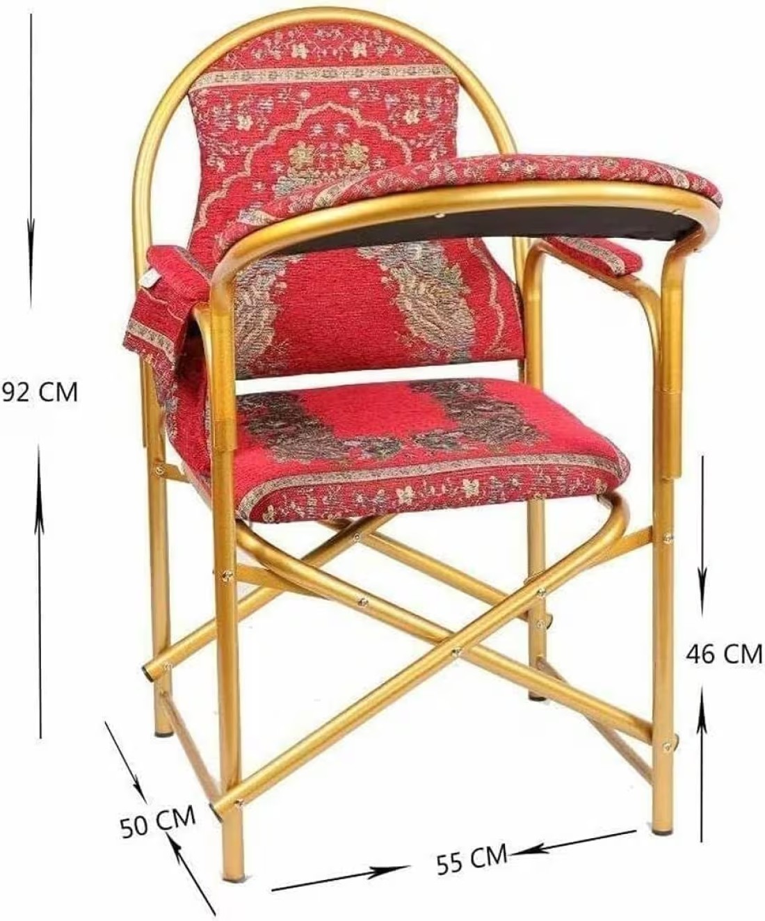 Muslim Prayer Chair Comfortable Velvet Padded Islamic Chair with Armrest and Side Pocket Foldable Sujud Chair. (Maroon)