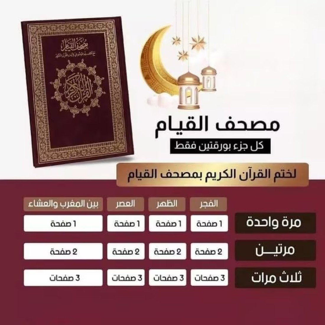 مصحف القيام والتهجد مع التقسيم الموضوعي لآيات القرآن الكريم جامع قيام مزدوج، مقاس 35/50 سم - أخضر