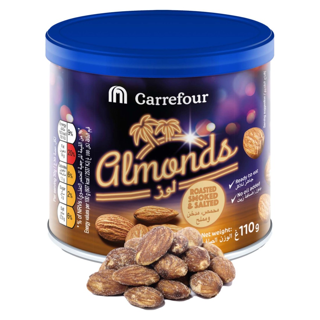 Carrefour Roasted, Smoked and Salted Almonds, 110g