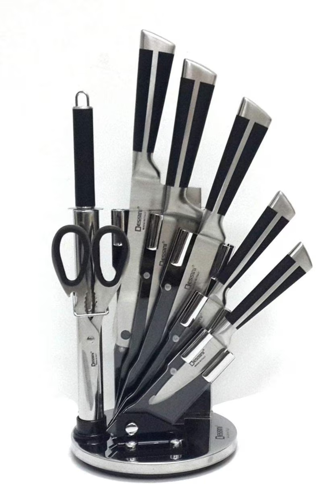 Stainless Steel Knife Set 9 Pieces With 360 degree stand