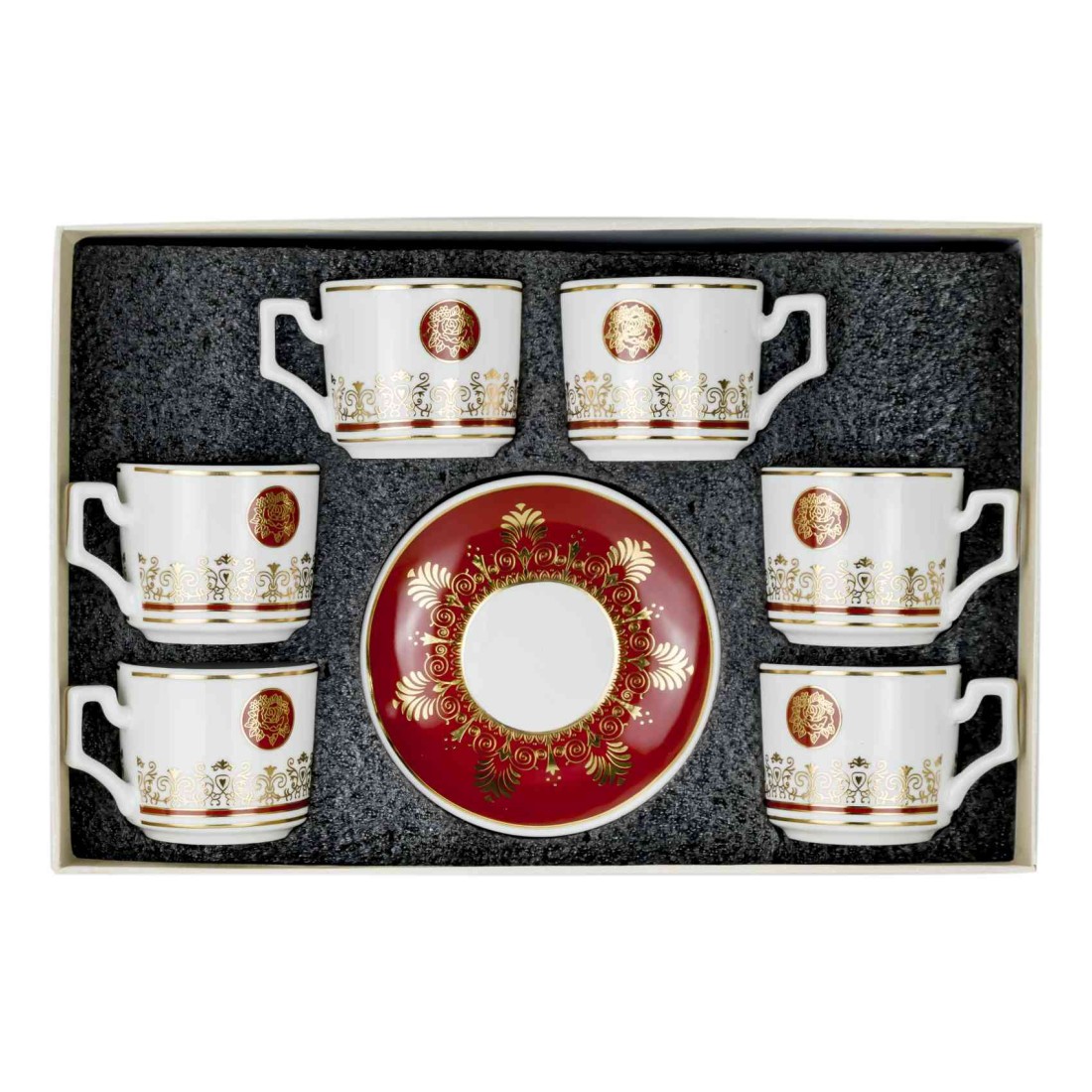 Shallow Coffee Cup Set Red 90ml 6 PCS