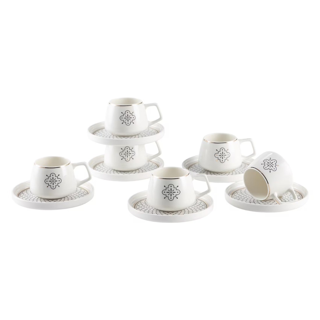 Shallow By S&amp;A Mona Coffee Cup and Saucer Set 100ml 12 PCS