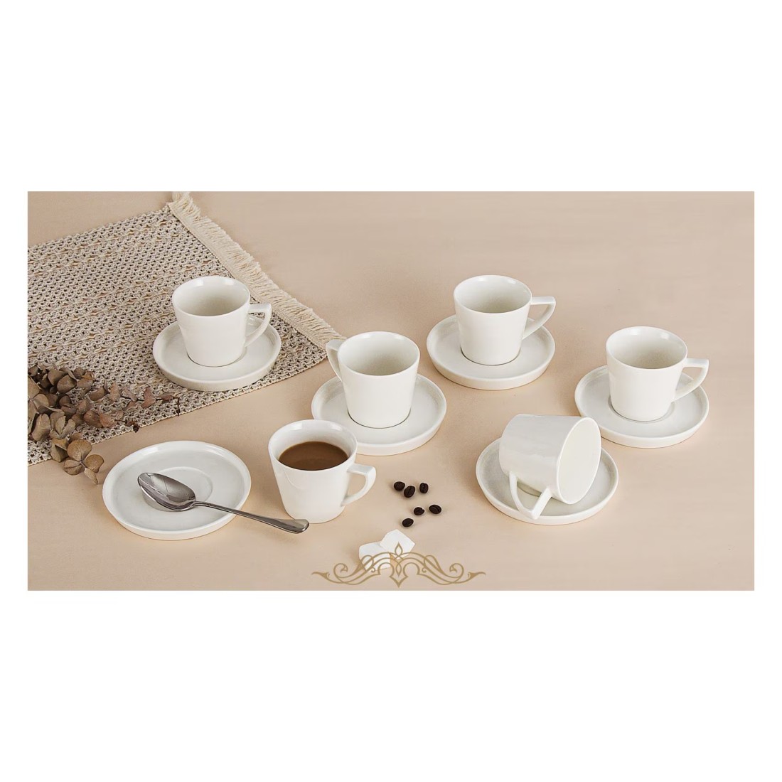 Oliva Coffee Cup and Saucer Set 90ml 12 PCS