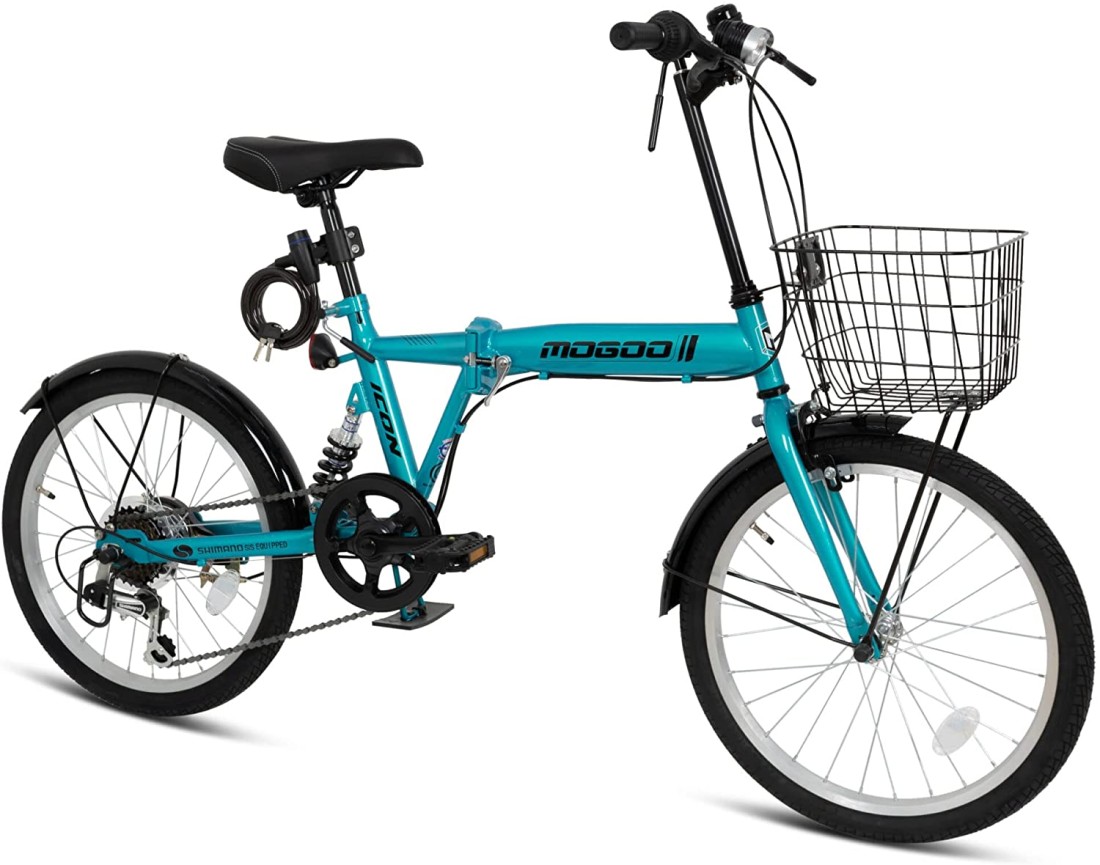 ITG Mogoo Icon 6 Speed Folding Bike With Lock And Head Light 20 Inch, Green