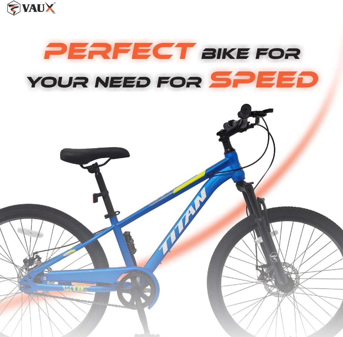 Vaux Titan 26&rdquo; Mountain Bike &ndash; Steel Frame, Front Suspension Fork with Lock, Double Wall Alloy Rims, Front &amp; Rear Disc Brakes, Threadless Headset, Quick Release Seat Post &ndash; MTB Bicycle