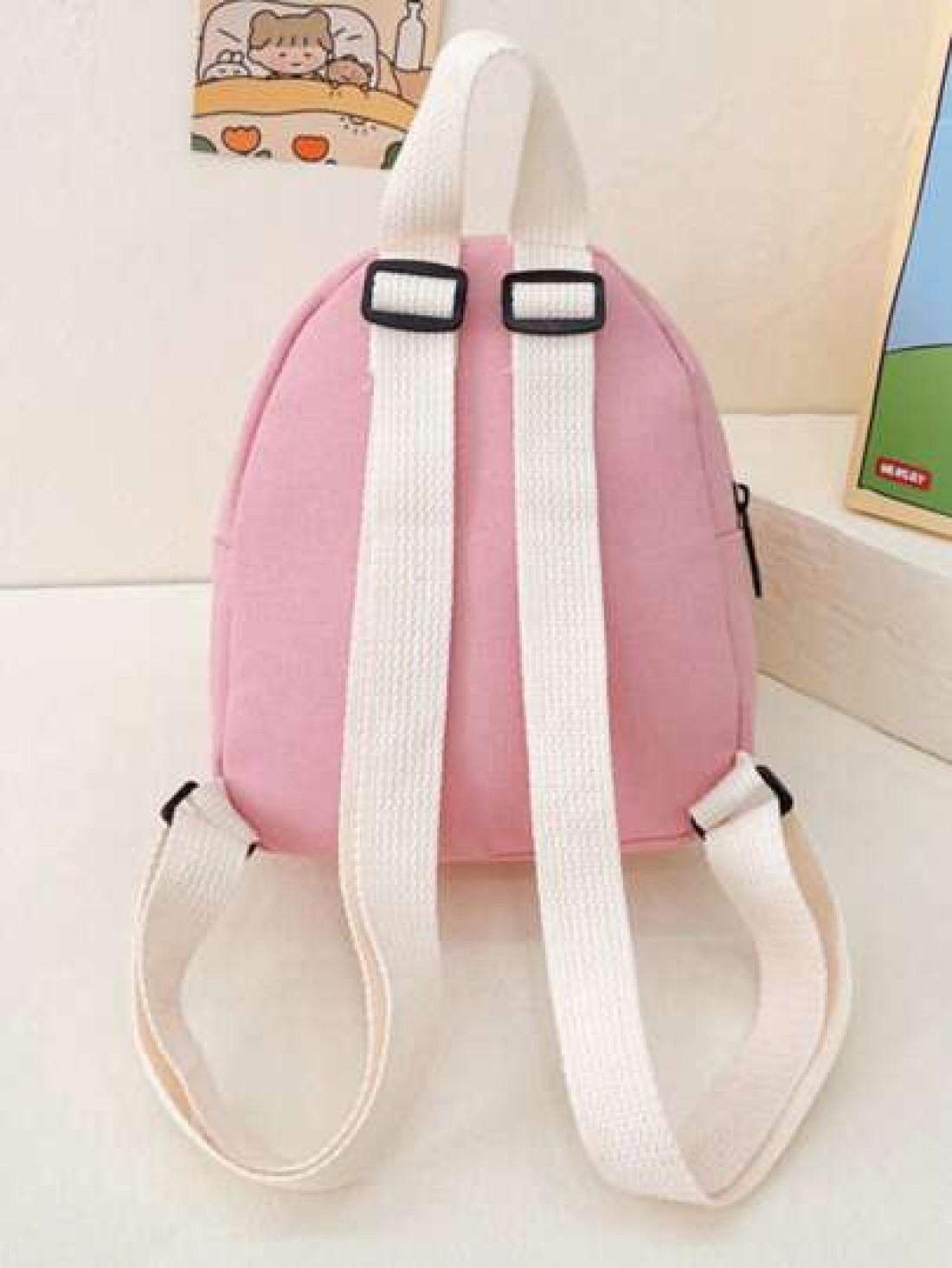 1pc Girls Mini Plush Cartoon Rabbit Candy Color Cute Backpack Suitable For Kindergarten Outings And Daily Use