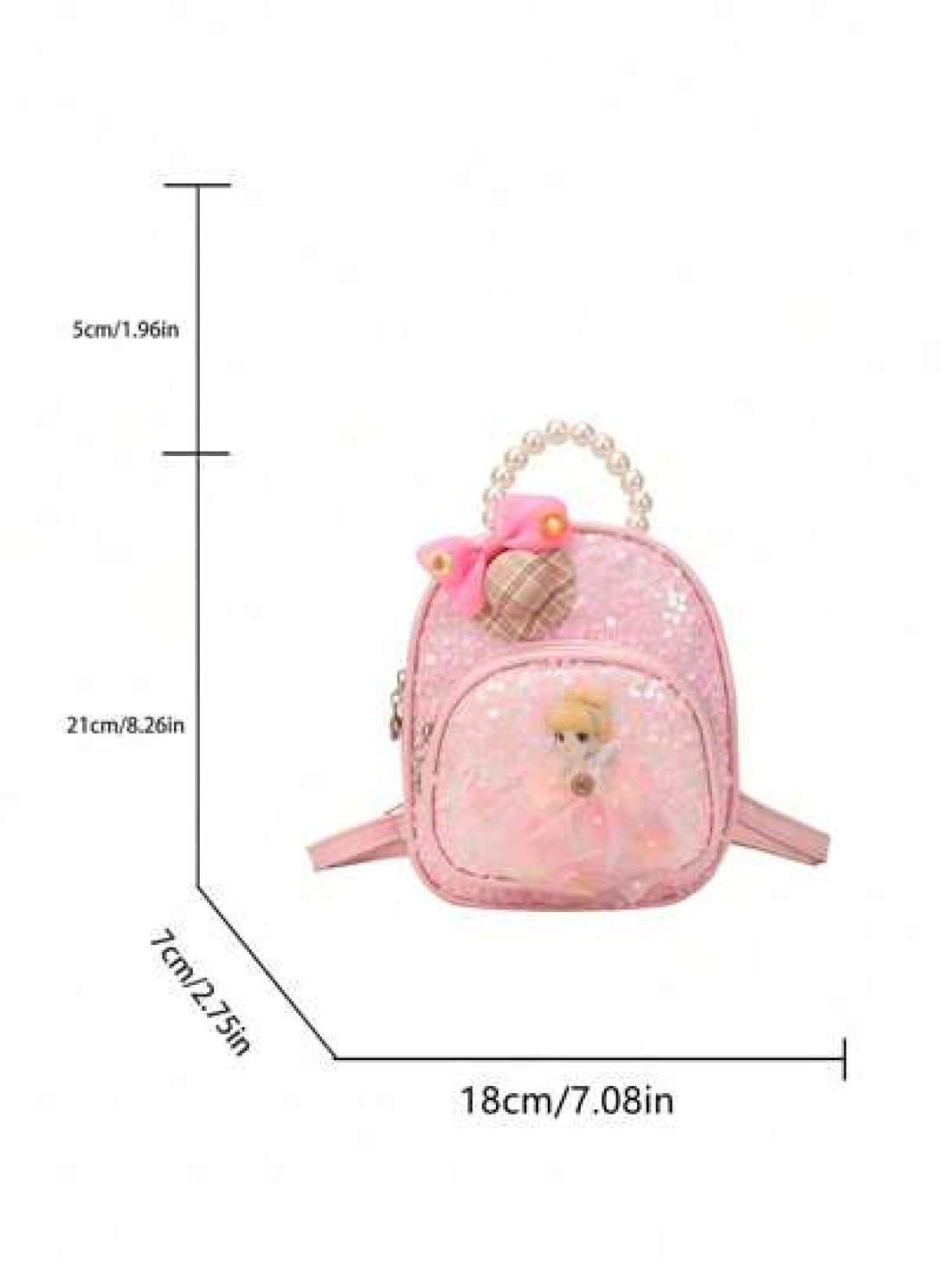 low tea 1pc Shiny Sequin Fabric Backpack Fashionable Shellfish Sequins Cartoon Princess Design School Bag Travel Daypack Backpack Backpack School Backpack Rucksack School Bag Bookbag Bag Dinosaur Bag