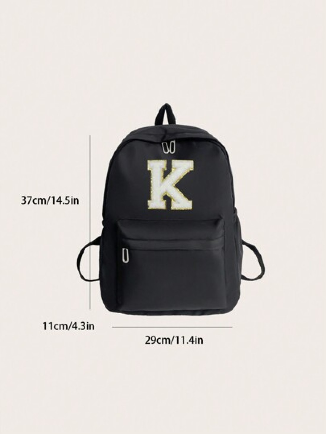 One Piece 26 Alphabet DIY Back To School Fashion Large Capacity School Bag Cute Stylish Multifunctional Backpack Wallet Solid Color Durable Nylon School Backpack Adjustable Strap Multiple Pockets Book