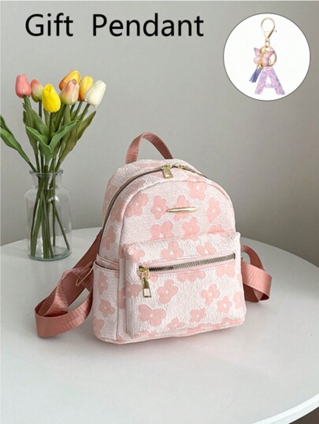 1 Set Graphic Print Casual Backpack With Large Capacity Purple Letter Pendant For Older Kids Simple Design