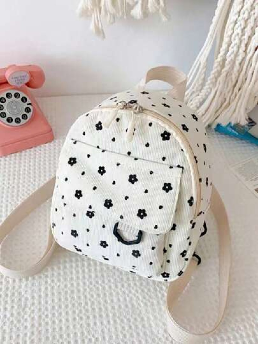Cute And Sweet Corduroy Lightweight Large Capacity Backpack Perfect For Traveling Spring Outings Going To School Or As A Small Bag Print Location Is Random School Bag Bag Backpack Mini Backpack Bag Sc
