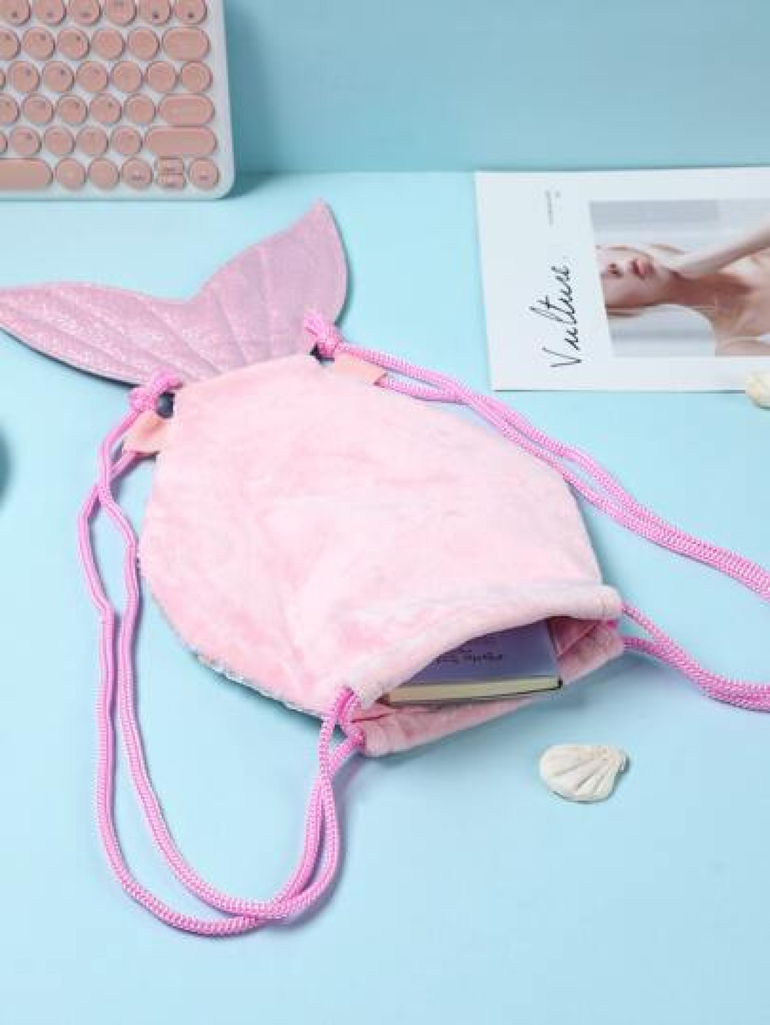 Mermaid Glitter Sequin Drawstring Backpack For Kids Ideal For Traveling Gifting And Cross Border Activities