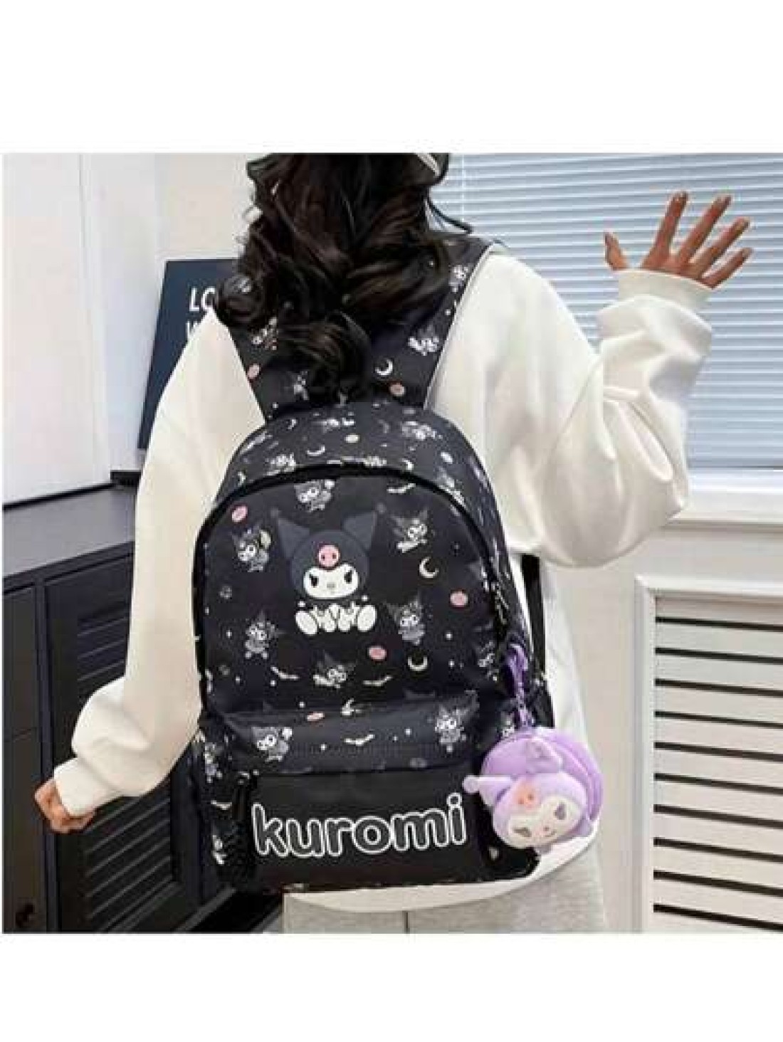 Sanrio Sanrio Backpack Kawaii Stylish School Bag Girl s Colorblock Rucksack Large Capacity Foldable Outdoors Daypack