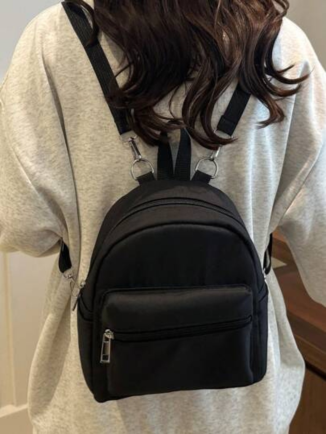 1pc Multi Function Mini Student Backpack Cute Striped Texture Commuter Bag With Multiple Pockets And Comfortable Shoulder Straps