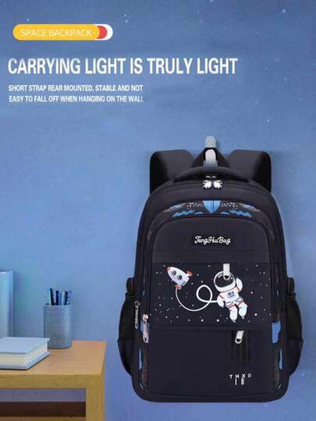 Waterproof Lightweight Backpack For Elementary School Students Grade 1 6 6 12 Years Old Astronaut Large Capacity Cute Design
