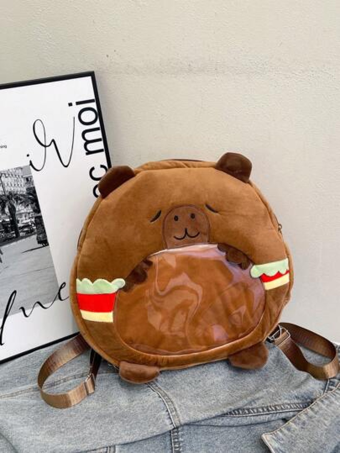1pc Soft Plush Adorable Capybara Backpack Big Children Casual Plush Backpack School Bag Variable Crossbody Bag Adjustable Strap And Zippered For Travel Shoping Parties Holidays Supermarket Festive Eve