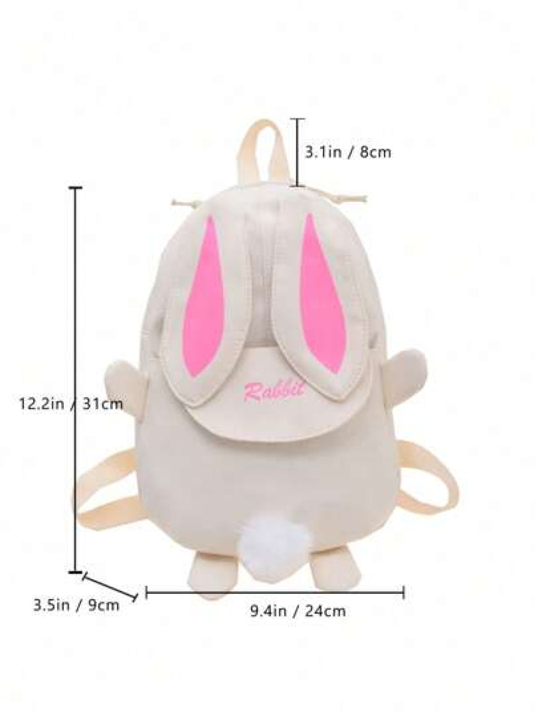 1pc Girls Cute Cartoon Rabbit Pattern Zipper Closure Small Backpack For Outdoor Use
