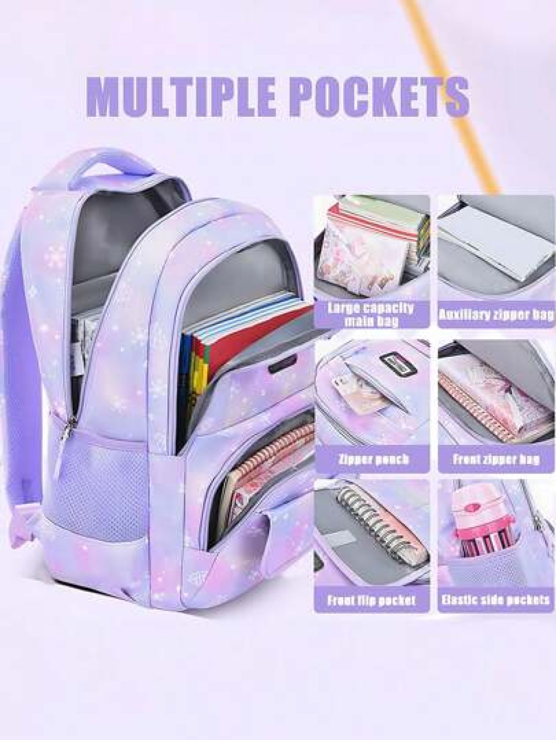 3pcs Girls Backpack Set School Bag Student Bookbag Outdoor Travel Bag Pencil Case Lunch Bag Suitable For Teenage Girls School And Travel Random Print
