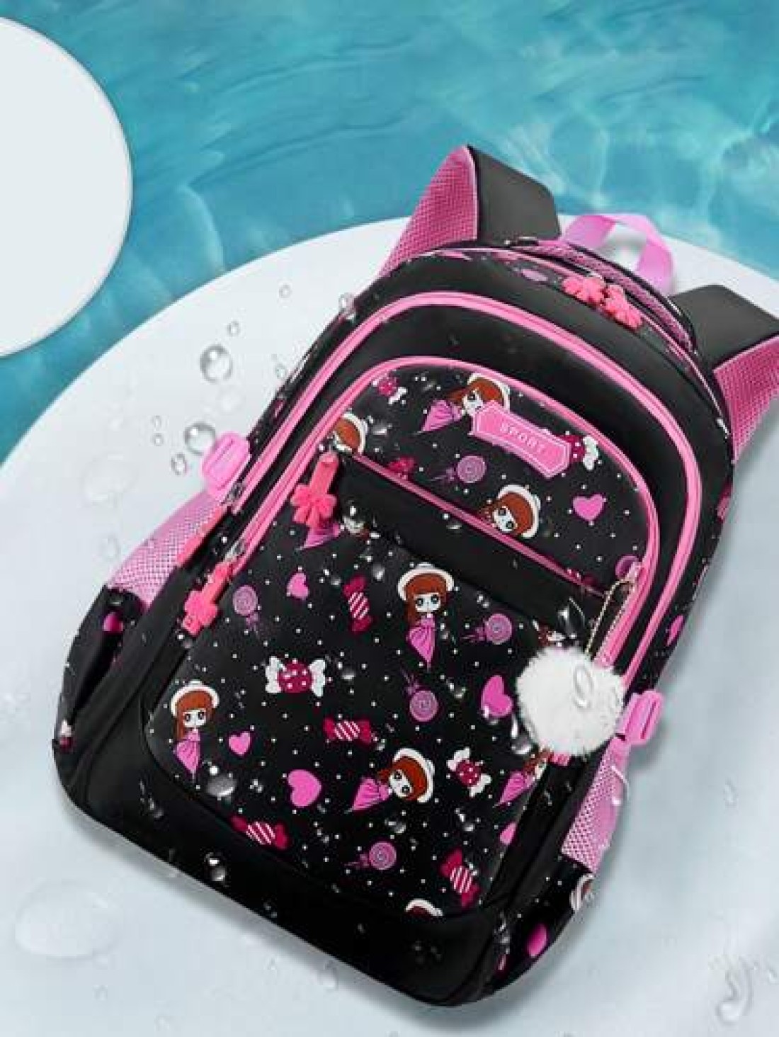 Cute Lightweight Anti Tumbling Backpack Children s Backpack School Backpack Teen Girls Backpack 15 6 Inch Laptop Backpack With Pom Pom Backpack Travel Backpack Casual Back To School Gift Cute Cartoon