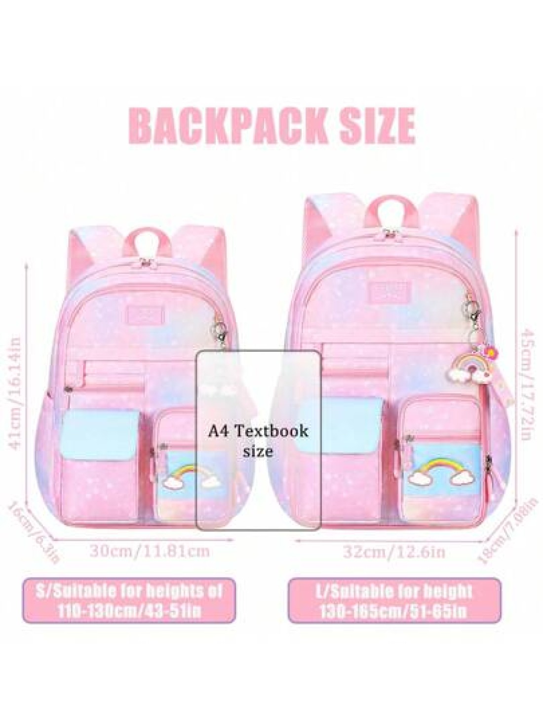 1pc Lightweight Large Capacity Nylon Cute School Backpack With Multiple Pockets For Girls Children Casual Travel School And Camping
