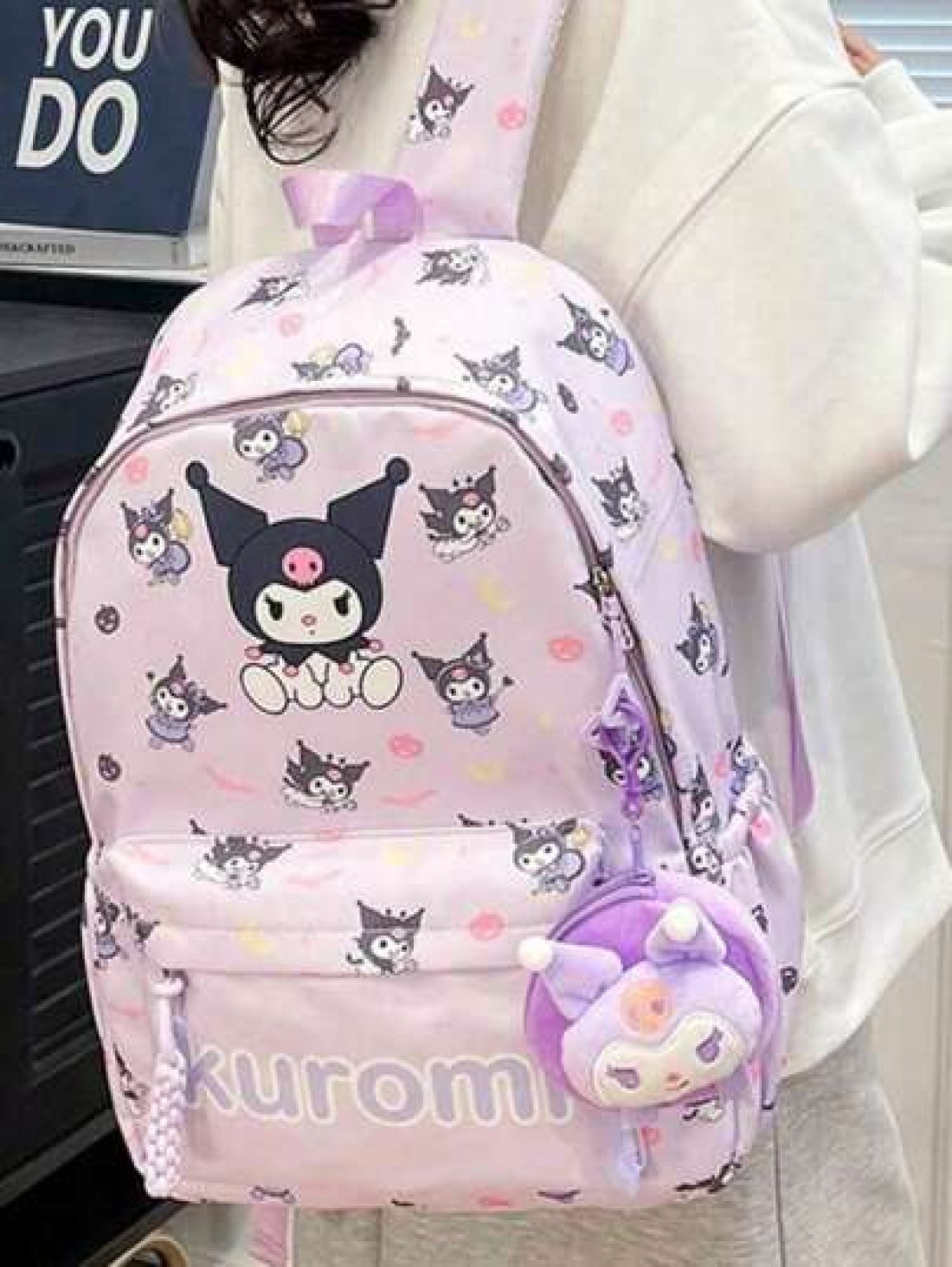 Sanrio 1Pc Cartoon Backpack Cute Daypack Kitty Cat Cartoon Anime Storage Bag Casual Travel Commute Knapsack Makeup Bag Cosmetic Bag Vacation Organizer Large Capacity Makeup Organizer Makeup Case For L
