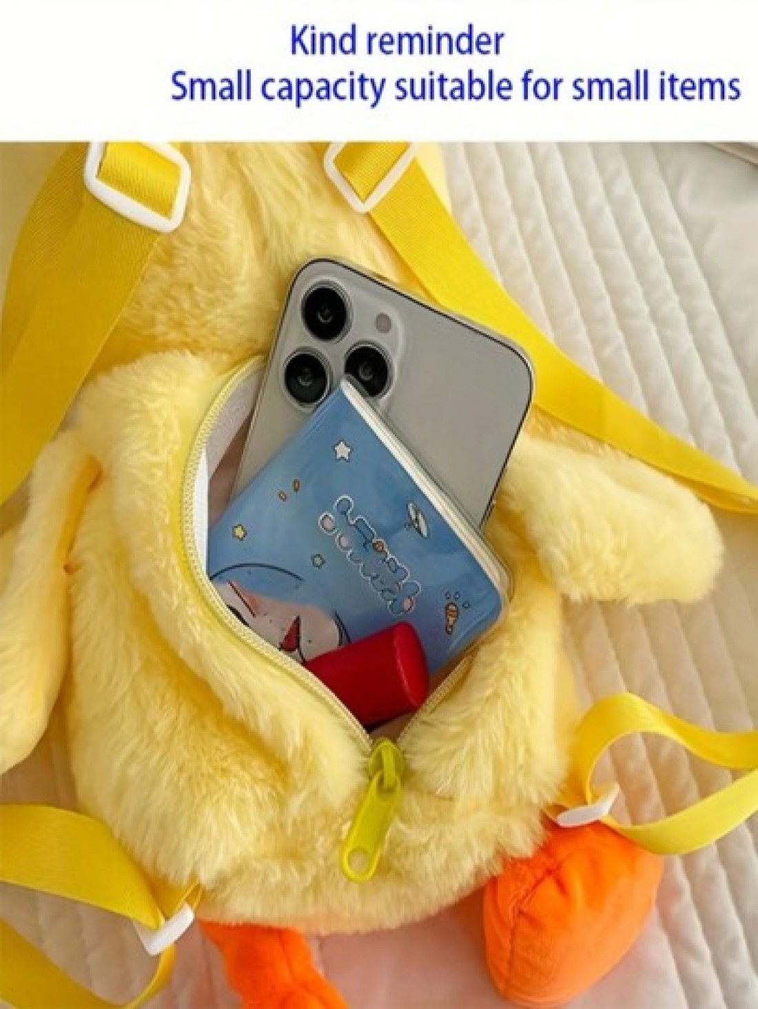 Cute Yellow Duck Backpack Cartoon Stuffed Animal Daypack Kawaii Duck Doll Schoolbag