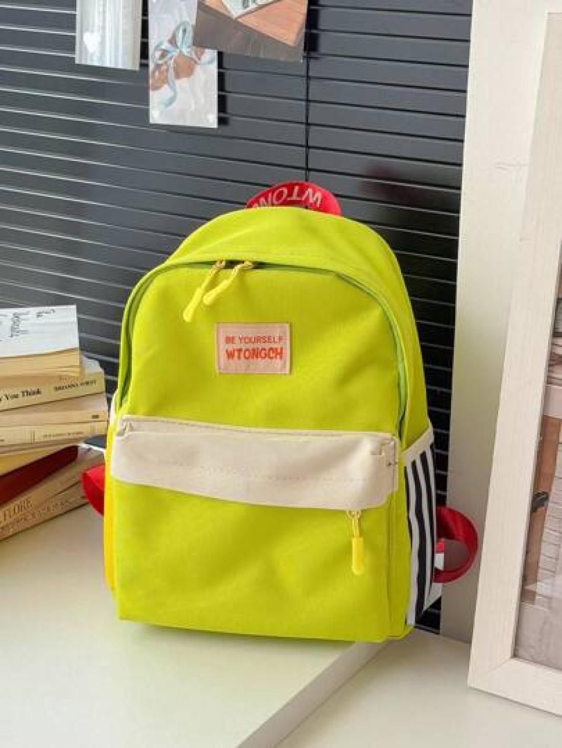 1 New Model Of Nylon Backpack For Girls And Boys With Contrasting Stripes Can Be Carried On One Shoulder Zipped Up And Closed Smoothly Fashionable And Casual Stylish And Individual Suitable For Daily
