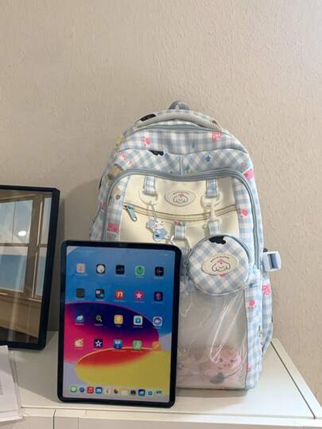 1pc New Fashionable Backpack Color Blocking Cute Versatile Highly Attractive Student Bookbag Casual Large Capacity No Pendant