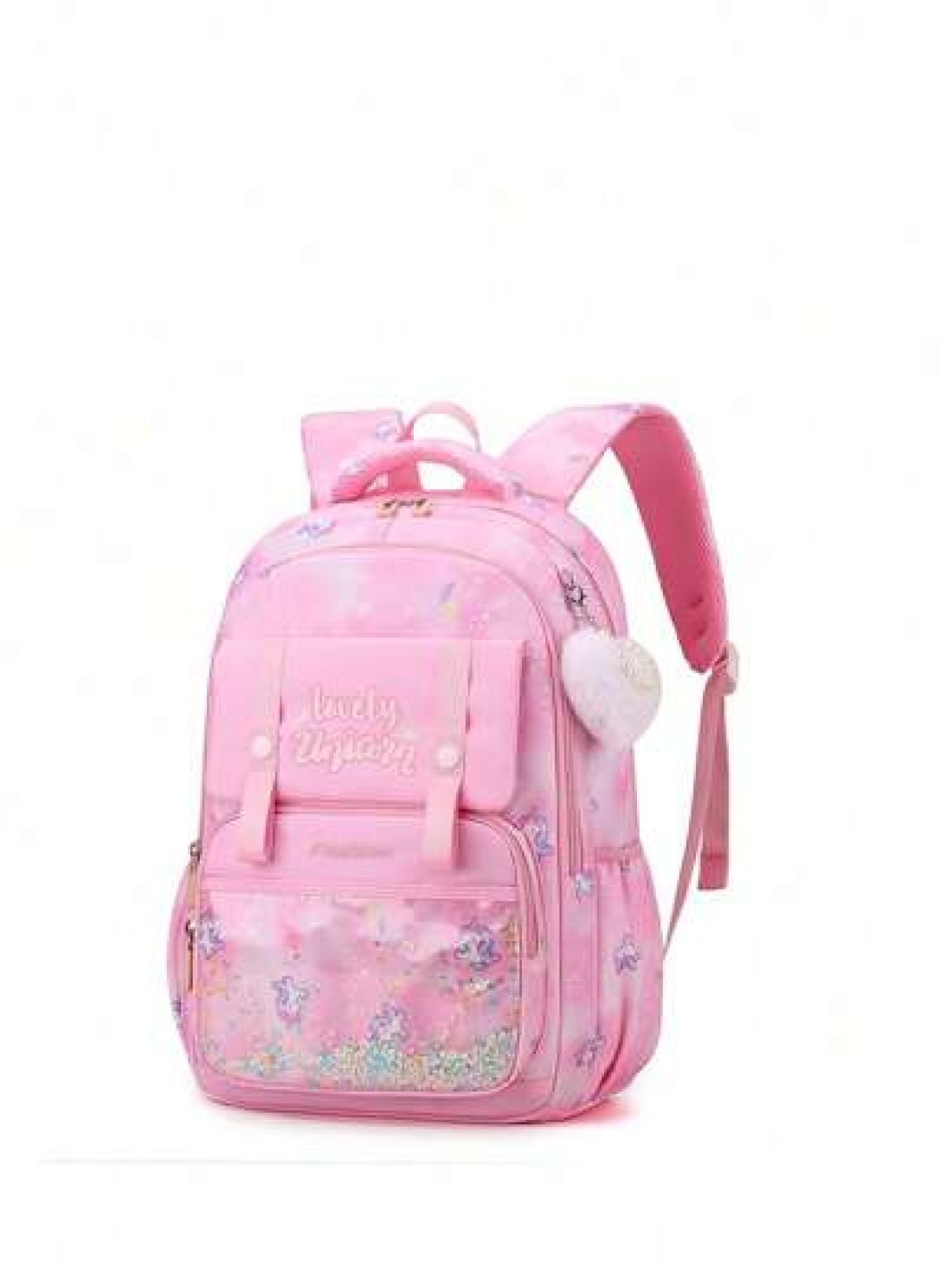 Large Capacity Shockproof Multi Layer Children s Backpack Waterproof Schoolbag With Pendant Decoration Printed Unicorn Pattern Shoulder Bag