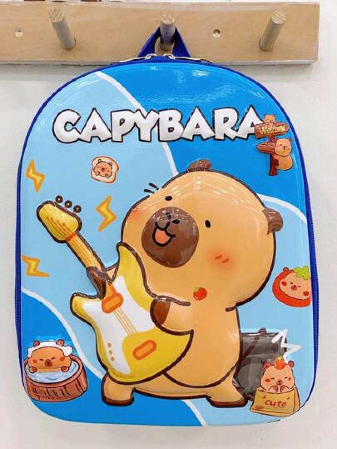 1 Pc New Boys And Girls Cartoon Capybara Print Pvc Nylon Backpack Adjustable Straps Zipper Closure Cute Casual Bag For School Outdoor Activities Travel And Friends Gift
