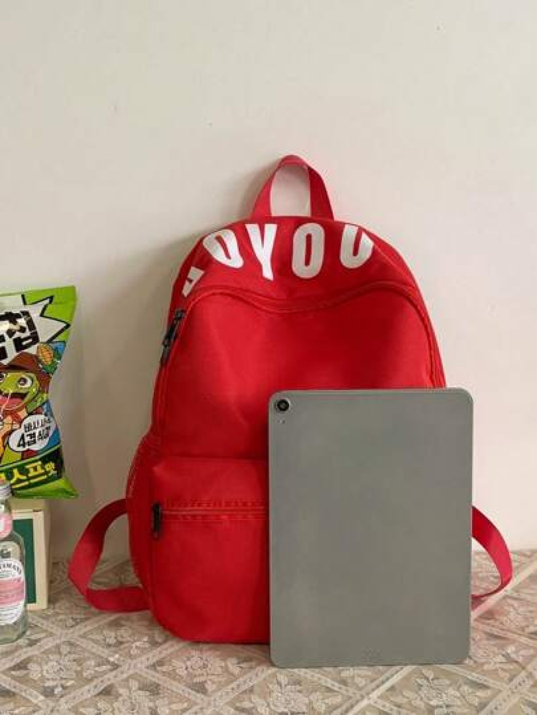 1pc New Casual Versatile Letter Print Nylon Waterproof Large Capacity Student Book Bag Fashionable Leisure Backpack