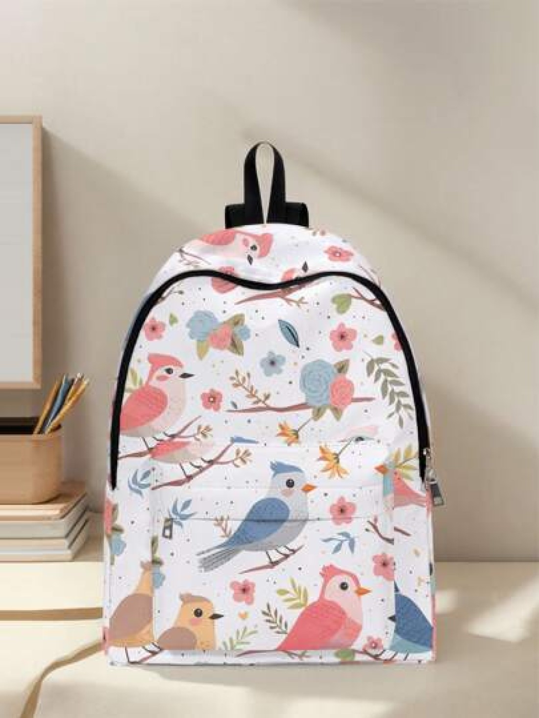 1pc Cute Duck Pattern Pocket Backpack Zipper Closure Pocketed Backpack Stylish For Boys And Girls Suitable For School And Outdoor Activities